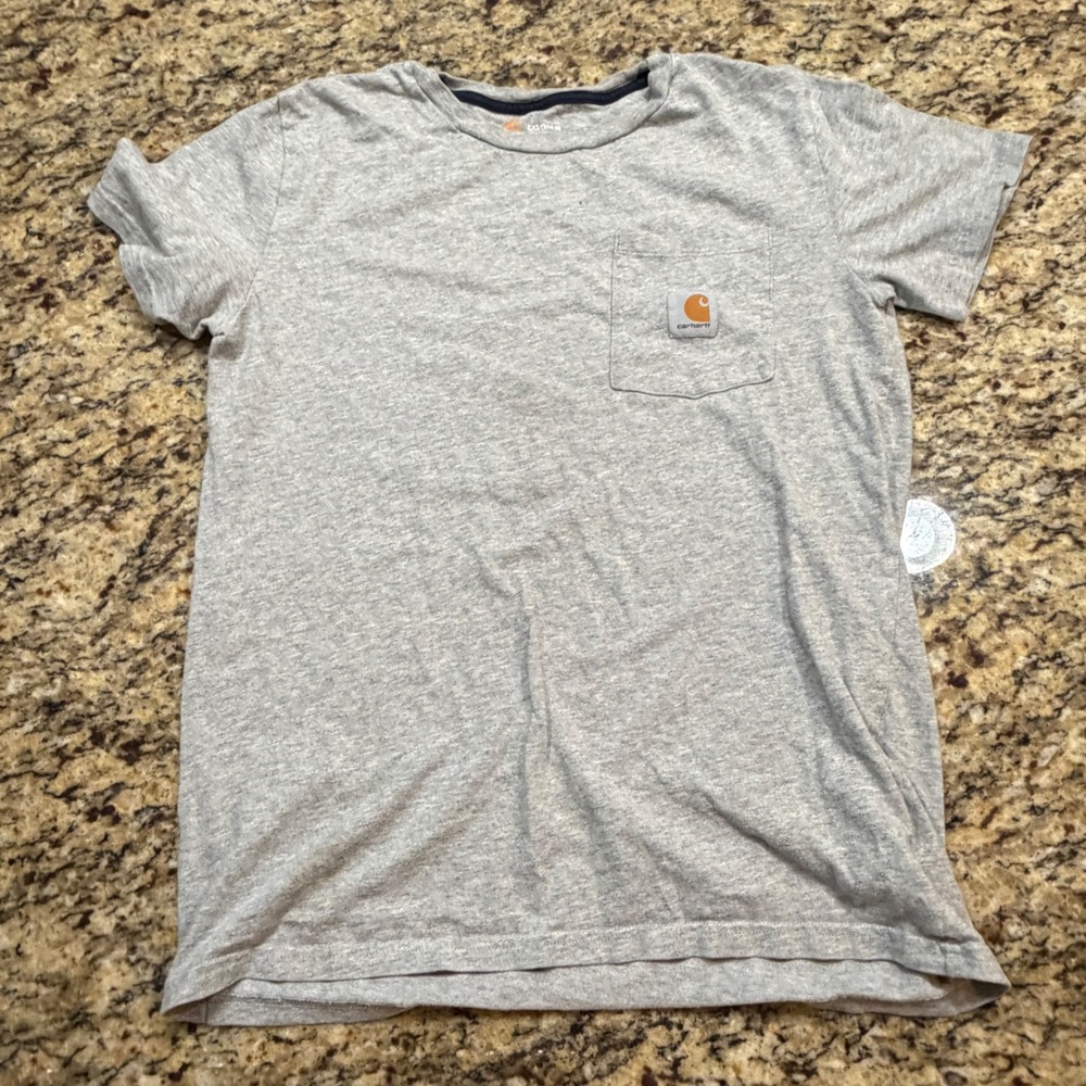 Carhartt Womens Heather Gray Short Sleeve‎ Pocket T-Shirt Size L 14-16 Workwear